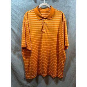 Nike Golf Polo Shirt Adult XL Orange Striped Short‎ Sleeve Button Golfer Mens